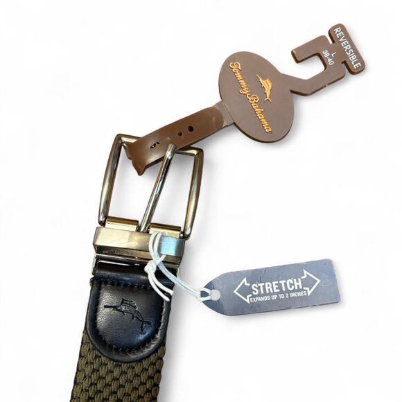 NWT Tommy Bahama Reversible Stretch Belt in Olive + Black size L (38-40) - Picture 4 of 8